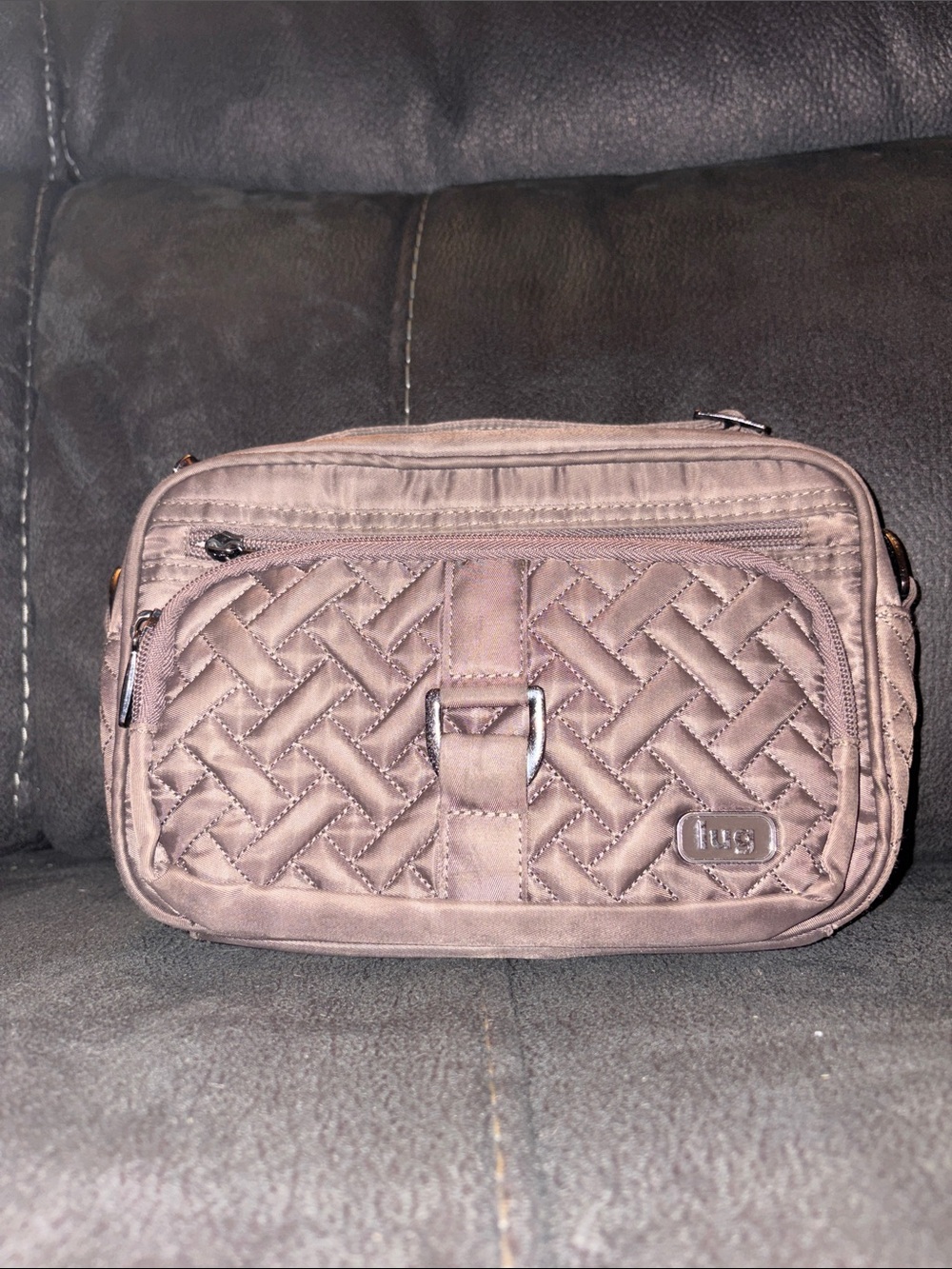 lug Carousel Crossbody Bag in Taupe Gray